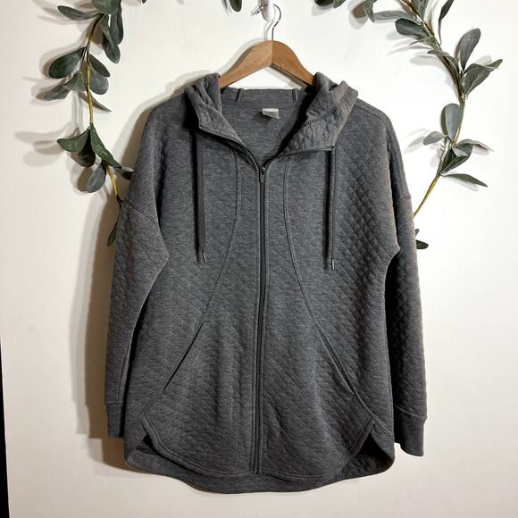 Gray Tunic Length Full Zip Sweatshirt - Picture 1 of 4